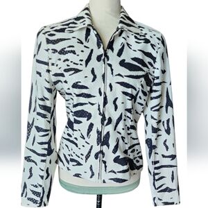 Vintage Y2K Mesmerize Kamikam Sequin Black & White Gold Dress Jacket Women's S